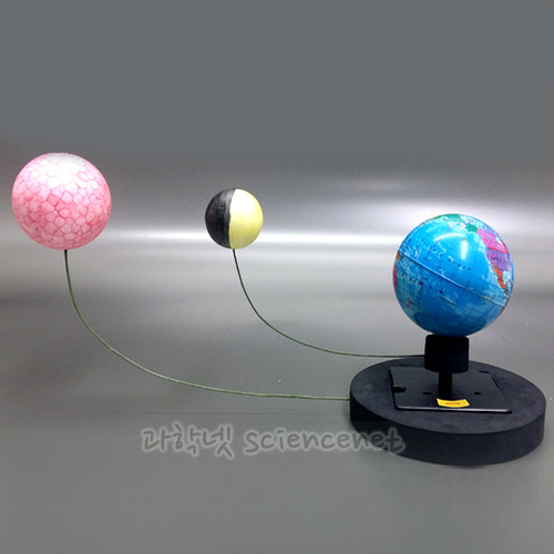[유비네2526] UB 지구와 달의 운동모형 만들기 A형(삼구의-지구/달/태양)-자동회전식 지구와달의운동변화